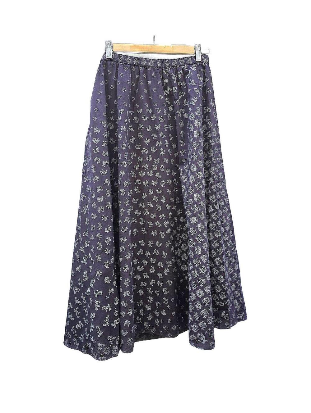 Coldwater Creek Amethyst Boho Summer Cotton Midi Skirt. India Print  Med Petit